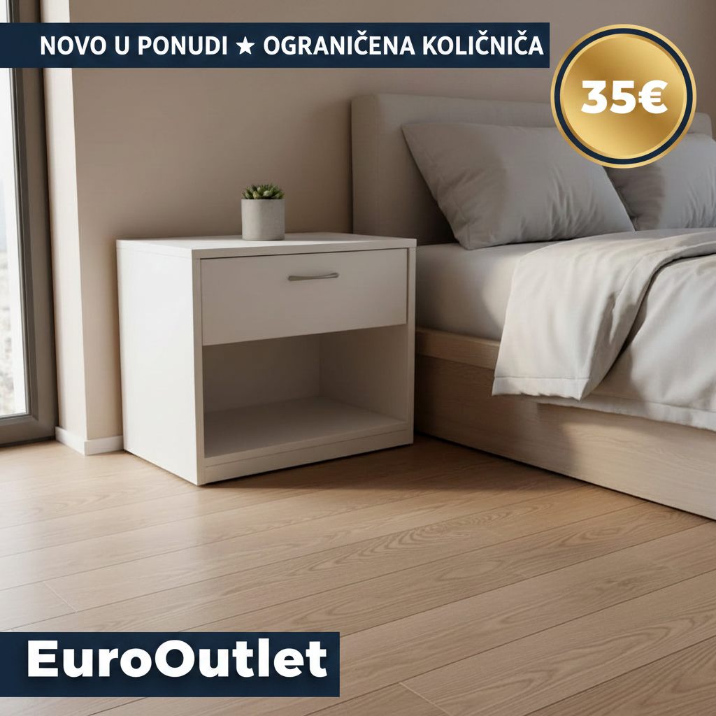 Noćni ormarić - bijeli, minimalistički model