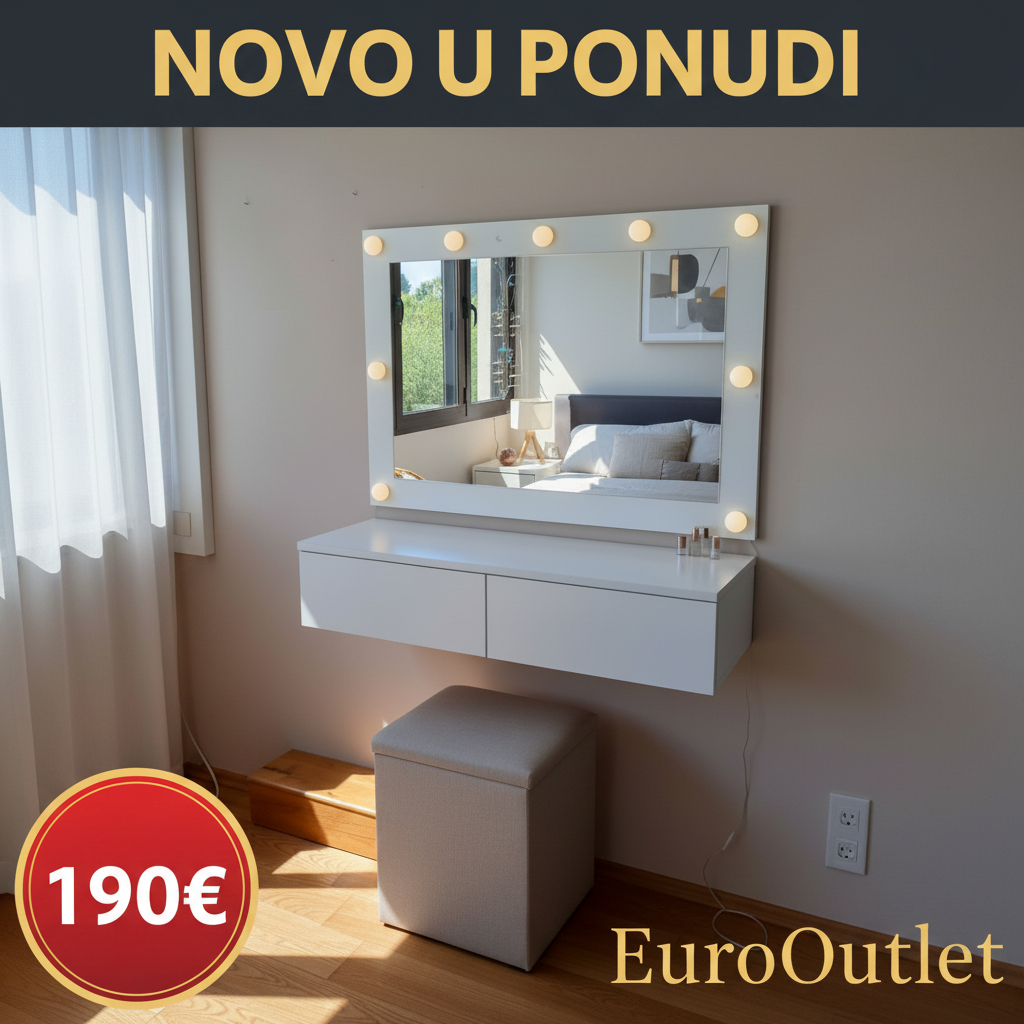 Viseći sto za šminkanje sa LED ogledalom